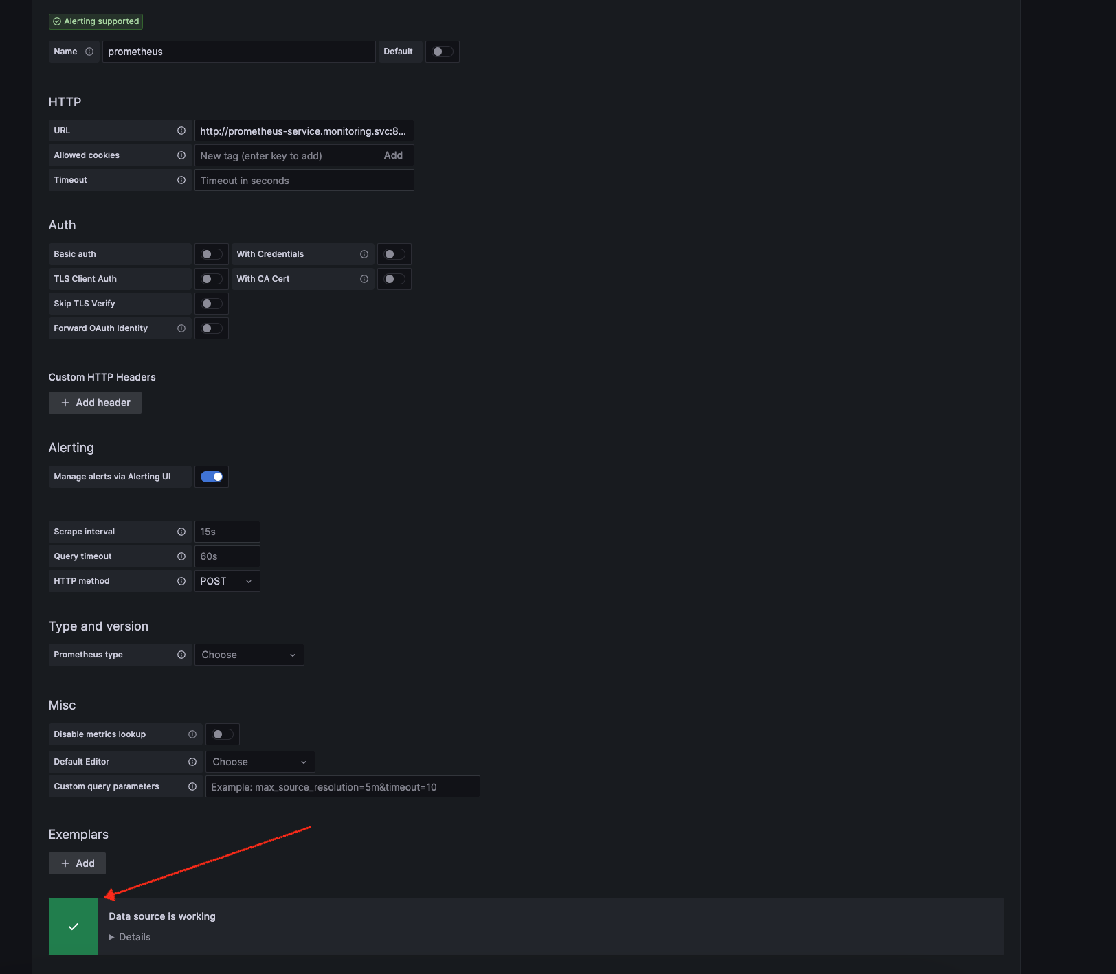 Prometheus Data source successfully added